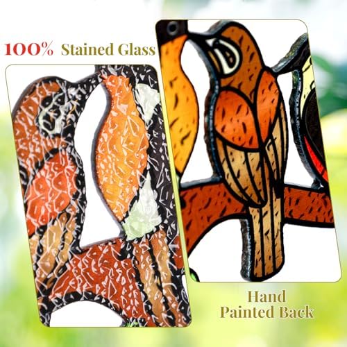 Huray Rayho Stained Glass Window Hanging Birds On Branch Sun Catcher Decor - Image 4