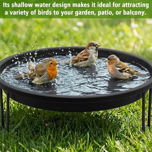 14.37'' Ground Bird Bath for Outside Large Bird Bath, Black - Image 3