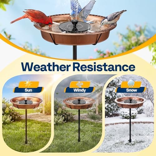 VIVOHOME Oval Bird Bath with Solar Fountain and Metal Ground Stake, Bronze - Image 6