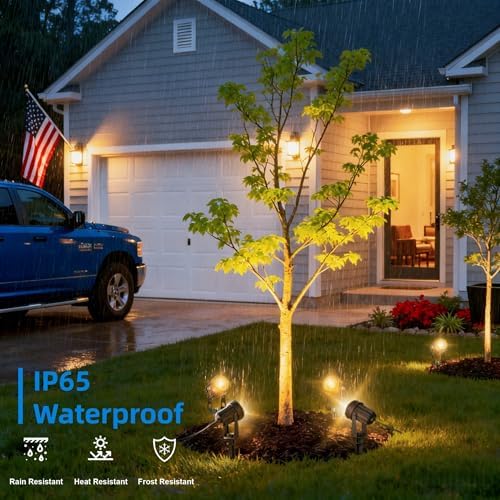 All-in-One Low Voltage Landscape Lighting, Dusk to Dawn Transformer Timer, Waterproof Spotlights, Dimmable LED Outdoor Landscaping Lights Kit for Yard Backyard Tree House 24V (8 pack warm white) - Image 4