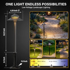 GOLDEN STAR Low Voltage Pathway Lights, 2W 70LM 12V Two-Tier Pagoda Landscape Lighting, 2700K Warm White Outdoor Walkway Garden Lights with Connectors and Stakes, 2 Pack 9128-21601-G02 - Image 2