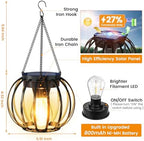 Solar Lanterns Outdoor Waterproof Metal Solar Hanging Lantern, 2Pack - Image 6