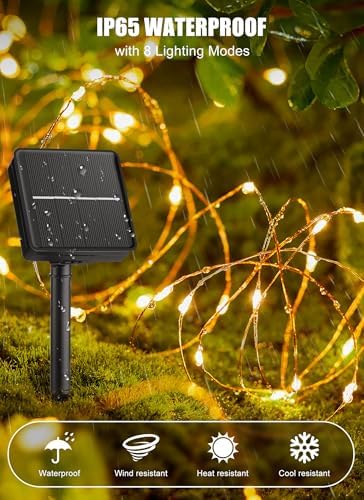 Solar String Lights, 6 Pack Total 198Ft 600 LED Fairy Lights Warm White - Image 2