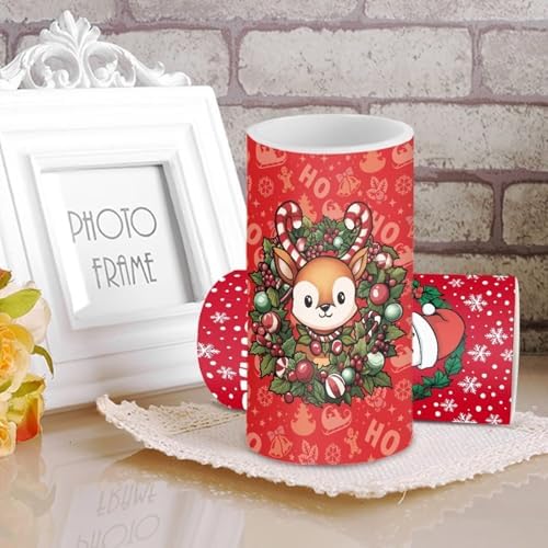 Flameless Candles with Remote Christmas Candles with Timers Battery Operated Flameless LED Lights for Home Party Banquet Decoration, Snowman Deer Snowflake Print - Image 3