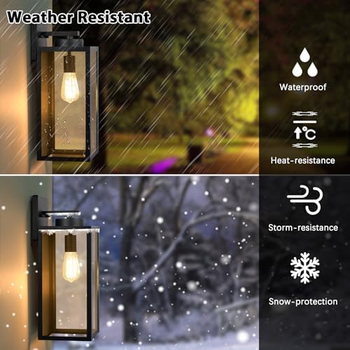 BesLowe 15’’ Large Outdoor Wall Lights, Modern Black Exterior Wall Lanterns - Image 2