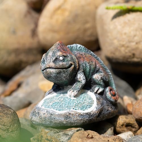 Rezpuao Solar Chameleon Garden Statues Outdoor Decor Resin Chameleon Figurine with Solar Light for Patio,Balcony,Yard,Lawn Ornament,Perfect Garden Gift - Image 7