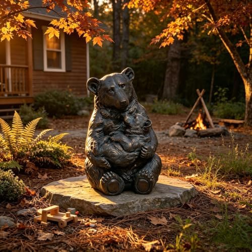 19" Mother Cub Bear Statue Garden Decor Outdoor Patio Antique Bronze by Unknown