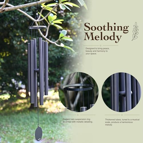 Vanquer Wind Chimes for Outside Deep Tone - 48'' Wind Chimes Outdoor Clearance, Deep Tone, Memorial WindChimes, Outdoor Décor, Wind Spinner, Sympathy Gift, Patio, Home Décor (Black) - Image 3