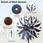 VEWOGARDEN Wind Spinners Outdoor, Metal Kinetic Wind Spinner with Flower Design for Yard Garden Lawn Decorations, Dark Blue - Image 3