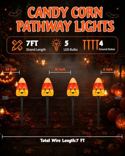 Halloween Candy Corn Lights Outdoor,4PCS Candy Corn Pathway Lights - Image 2