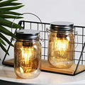 2 Pack Cordless Hanging Mason Jar Lanterns Small Cordless Lamp with Timer by MJPREMIER