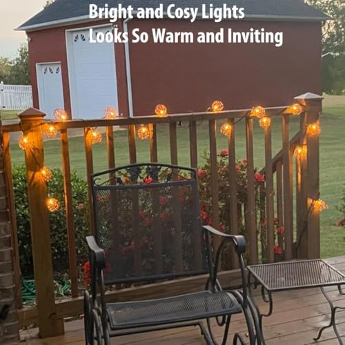 Outdoor Decorative Patio String Lights, Beaded Copper Wire Ball Style Lantern Lights, Connectable Weather-Resistant Indoor Outdoor Novelty Whimsical Light for Home Pergola Bedroom Porch Party Backyard - Image 5