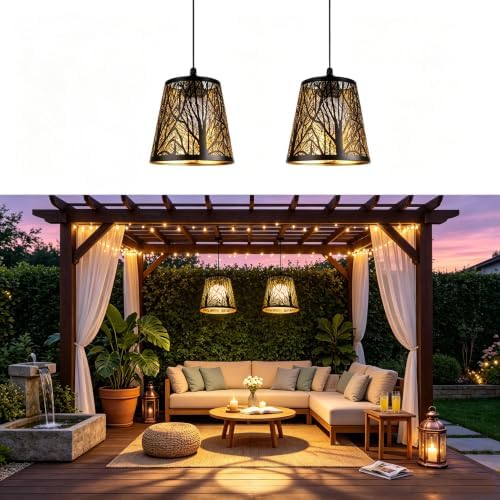 Solar Hanging Chandelier, Outdoor Light with Remote Control by AVAMERY