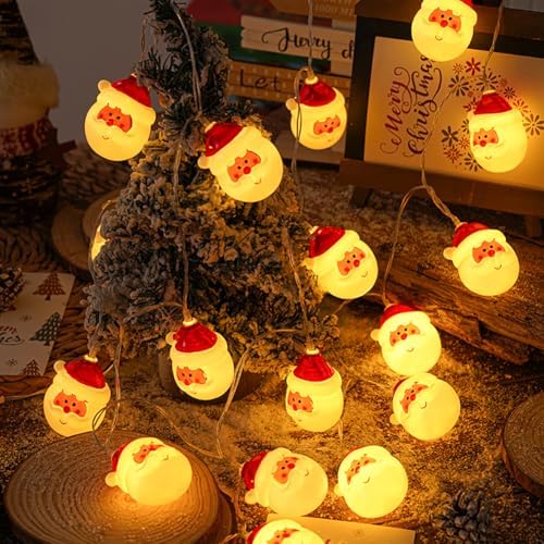 CAKERS Christmas Decor String Lights|Creative Cute Novelty Fairy Lights|Hanging Copper Wire Lights|Night Lights for Birthday Party Xmas Tree Decor,Santa Claus Head,3m(9.8ft)-20LED-USB - Image 2