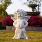 Garden Cupid Angel Statue with Wings 22in, Vintage Distressed Finish White Cherub Figurine, Outdoor Indoor Decorative Sculpture Waterproof & Sun-Resistant - Image 6