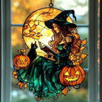 Funny Witch Spell Black Cat Jack Acrylic Suncatcher by AVAGAN
