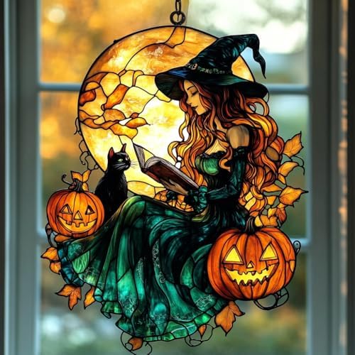 Funny Witch Spell Black Cat Jack Acrylic Suncatcher by AVAGAN