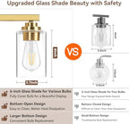 VerRon 19" Gold Modern Vanity Lights Over Mirror with Clear Glass Shades - Image 4
