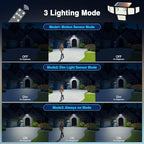 6000LM Solar Lights Outdoor Waterproof, 6 Heads Solar Flood Lights Outdoor with 2 Motion Sensor, 310 LED Motion Light with Remote Control for Yard Outside House Patio 2 Pack - Image 5