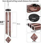 65" Extra Large Wind Chimes for Outside 6 Tubes Thick Bold Copper Aluminum - Image 4