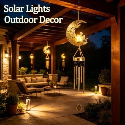 Cat Solar Wind Chimes for Outside Gifts for Women, Garden Decor - Image 4