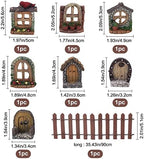 GORGECRAFT Miniature Fairy Garden Doors and Windows Resin Dollhouse Building Accessories Including Imitation Wood Door Window & Garden Fence for Micro Landscovere Decoration - Image 2