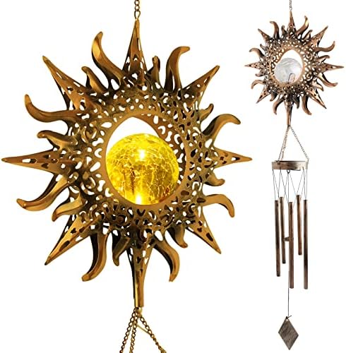 Sun Wind Chimes, Outdoor Solar Wind Chimes, Mothers Gifts, Gifts for Mom, Women, Grandma, Garden Courtyard Lawn Decoration, Thanksgiving Gift, Mother's Day Wind Chime Gift by JOBOSI