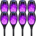 Solar Lights Outdoor Decorations, Upgraded Purple Flickering Flame, Waterproof Halloween Torch Lights, Tiki Torches for Outside Patio Pathway Decor, 6 Pack (8) by Unknown