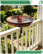 Deck Mounted Bird Bath with Adjustable Clamp, Removable Metal Bowl - Image 2