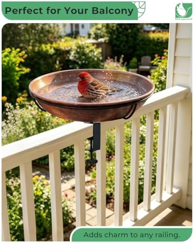 Deck Mounted Bird Bath with Adjustable Clamp, Removable Metal Bowl - Image 2