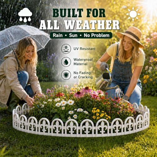 Evelyne Gray Garden Border Plastic Edging – PP Plastic, Short Metal-Free Wrought Iron Look Design, 27pcs Yard Landscaping Fence Liner Lawn Edge Barrier, 35ft Kit of Decorative Lawn Landscape Panels - Image 4