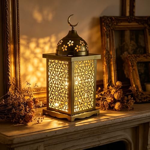 Candlestick Candle Barrels Moroccan Style Retro Lanterns Projection Lights Hollowed-Out Decorations Home Ramadan Hanging Outdoor Indoor Courtyard Porch Festival Weddings - Image 3