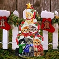 Cat Christmas Garden Stakes 30in Metal Santa Hat Stacking Yard Decor by YNGFIL