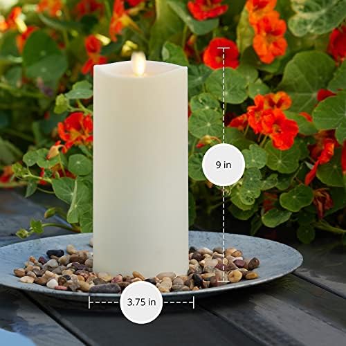 Luminara Outdoor Flameless LED Ivory Candle Melted Edge 3.75" x 9" Real Moving Flame Battery Operated Timer Plastic Weather-Resistant - Image 6