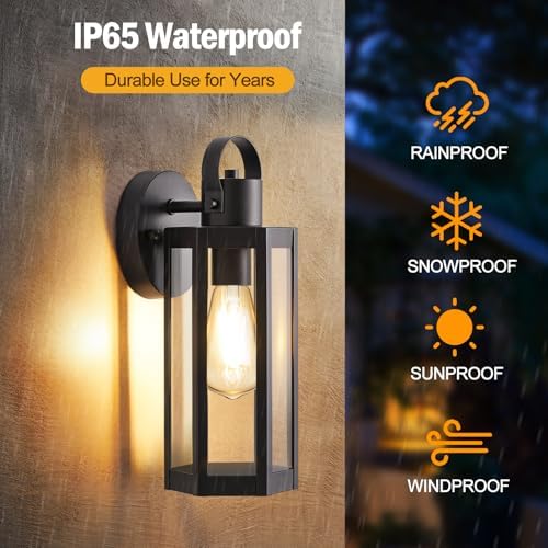 EJIAXIN 2 Pack Exterior Lighting Fixtures, 13" Black Outdoor Wall Light - Image 3