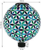 Sunnydaze Solar Gazing Ball for Garden, Mosaic Cool Blooms - Image 6