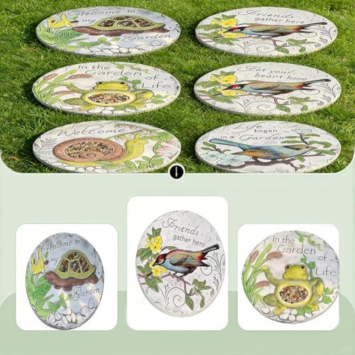 GZHERVICES Garden Stepping Stones, Decorative Lawn Steppers, and Round Concrete Stepping Stones—Decorative Stones Suitable for Gardens, Courtyards, Patios, Or Walkways(Multi-Colored-B) - Image 2
