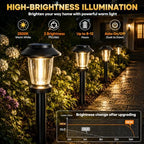 Solar Pathway Lights Outdoor, 8 Pack Warm White Tungsten Filament Solar Lights, 3 Lighting Modes, Auto On/Off, IP65 Waterproof, Dusk to Dawn Solar Garden Lights for Yard, Driveway, Lawn & Landscape - Image 2