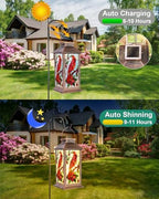 Fussion Solar Lanterns Outdoor Waterproof Garden Decor Birthday Gifts for Women Mom Grandma Sister, Hanging LED Plastic Solar Lights Outside Gardening Decorations for Yard Patio - Cardinal - 1 Pack - Image 4
