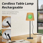 Mr.White Set of 2 Waterproof Outdoor Rechargeable Cordless Table Lamp with Wicker Shade, for Patio Restaurant Kitchen (Black) - Image 4