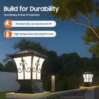 Solar Post Light with Remote Control, Outdoor Column Pillar Lamp Dusk to Dawn IP44 Waterproof for Yard, Garden, Porch, Adjustable Color Temperature, Black Modern Design (5.9x5.9x14.96in) - Image 3
