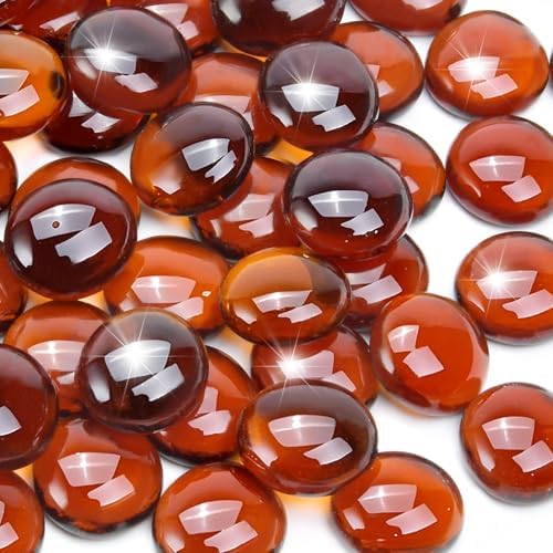 10LB Amber Flat Glass Marbles for Vase Filler, Mancala Stones by RUOJAS