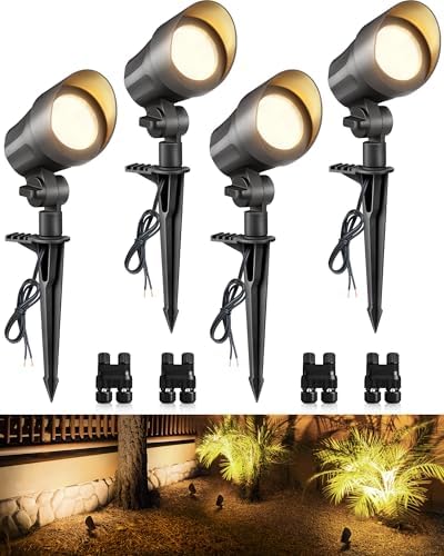 SUNVIE 6W AntiGlare LED Low Voltage Landscape Lighting with Connector 4Pack by SUNVIE