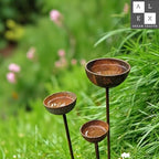 Rustic Metal Rain Catcher Bowl Set of 3 – Weatherproof Outdoor Garden Art, Decorative Iron Bird Bath Stakes, Yard Water Feature, Unique Gift for Nature Lovers - Image 6