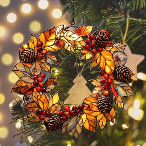 Autumn Floral Wreath Acrylic Suncatcher - Image 6
