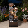 33.5" H Outdoor Water Fountain, 4-Tier Cascading Waterfall Fountain with Warm LED Lights, Vintage Brick Design for Garden, Patio, Backyard Decor by Unknown