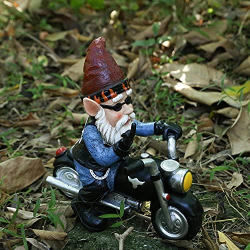 Garden Gnome Riding Motorcycle Funny Outdoor Gnome Decoration Indoor Outdoor Lawn Figurines for Home Yard Décor, Medium - Image 3