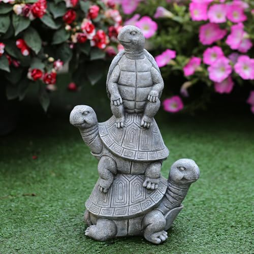 Outdoor Turtle Statues, Resin Home Decor, Cute Decorations, The Perfect Garden Gift and Yard Decor for Three Turtles Large Size: 11.8 inches by Outdooranimalsculpturedecor