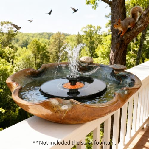 Ceramic Bird Bath and Feeder, Heavy Duty 12.5-Inch Ground Feeding Bowl, Wildlife Water Station for Squirrel Bird Rabbit Bee - Garden, Yard, Balcony Décor - Image 7
