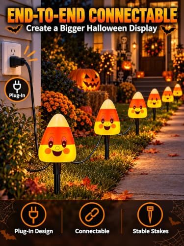Abeja 7FT Halloween Candy Corn Pathway Lights, 4 LED Outdoor Yard Stakes - Image 5